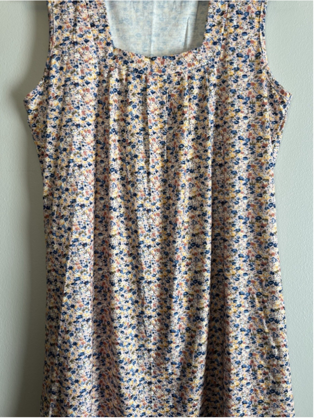 Wyobmus Square Neck Tank Top Sleeveless Dress Pleated Woman Size Medium Floral - Picture 4 of 11